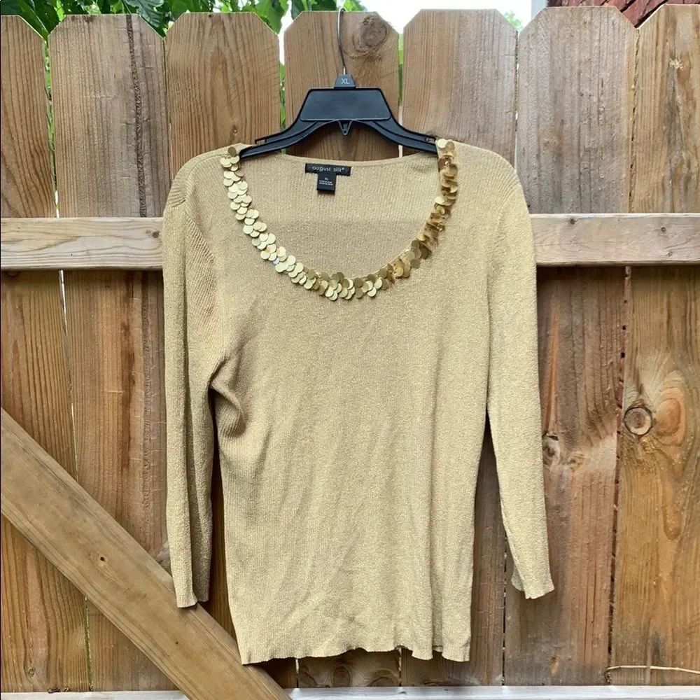 August Silk Gold Knit Top